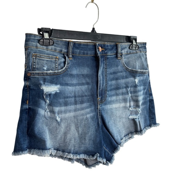 Ariya Jeans Shorts Distressed Raw Frayed Hem Womens Size 13 / 31 Stretch Denim - Picture 3 of 15